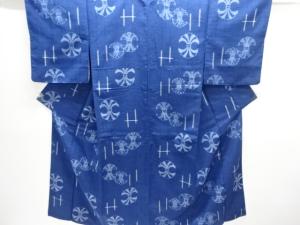 束ね熨斗模様織り出し手織り紬着物